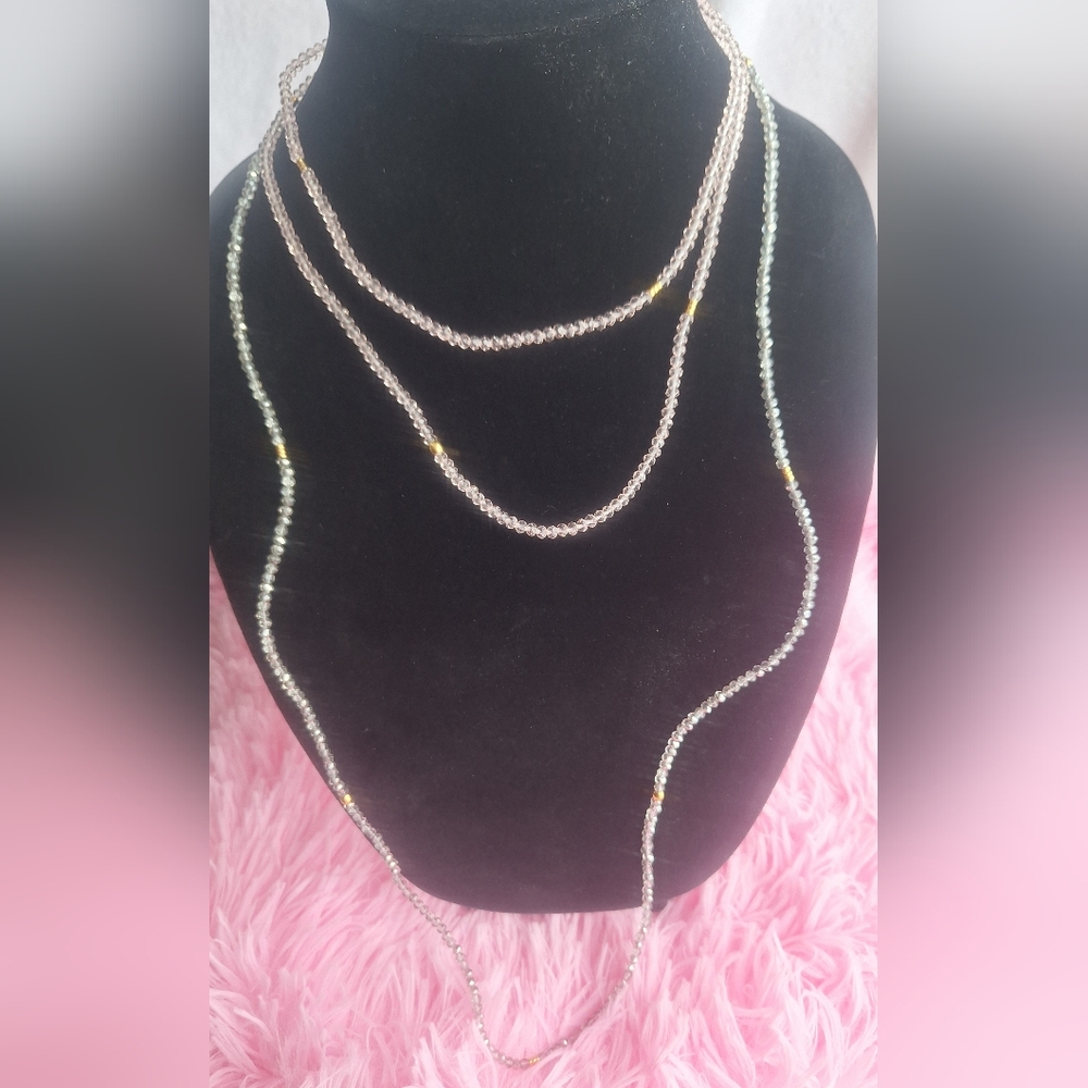 2 Oak & Ivy Boutique Necklaces; 1 Light Pink & 1 Silver each 35.25" long NEW